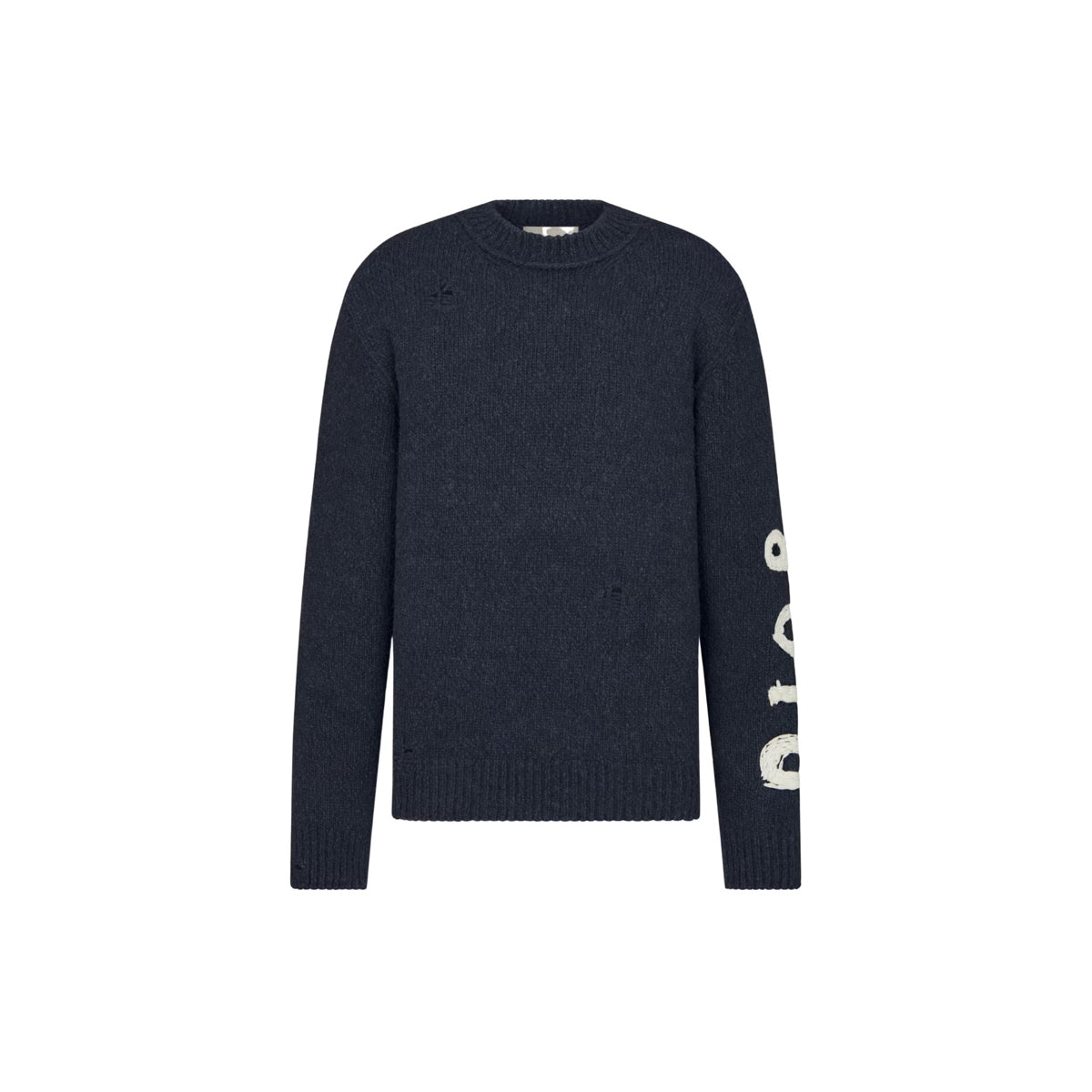 Dior SS24 Letter Logo Embroidered Crew-Neck Knit Sweater front view