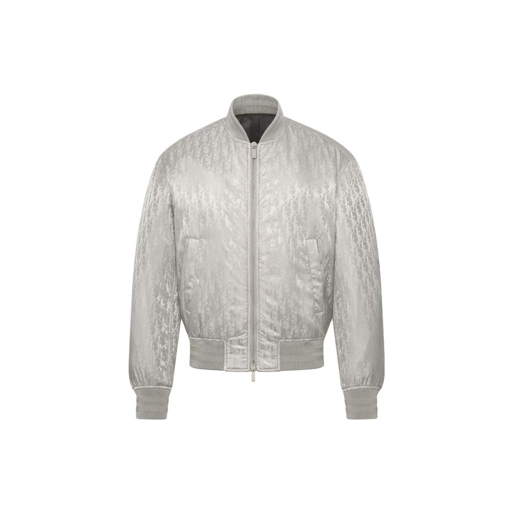 Dior FW23 Crew-Neck Zip Jacket Silver Gray front view