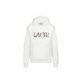 Dior Letter Logo Embroidered Hooded Relaxed-Fit Hoodie White front view