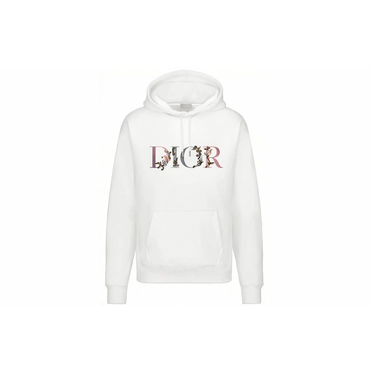 Dior Letter Logo Embroidered Hooded Relaxed-Fit Hoodie White front view