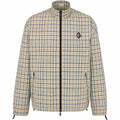 Dior FW25 CD Diamond Embroidered Checked Zip Long-Sleeve Shirt Beige front view