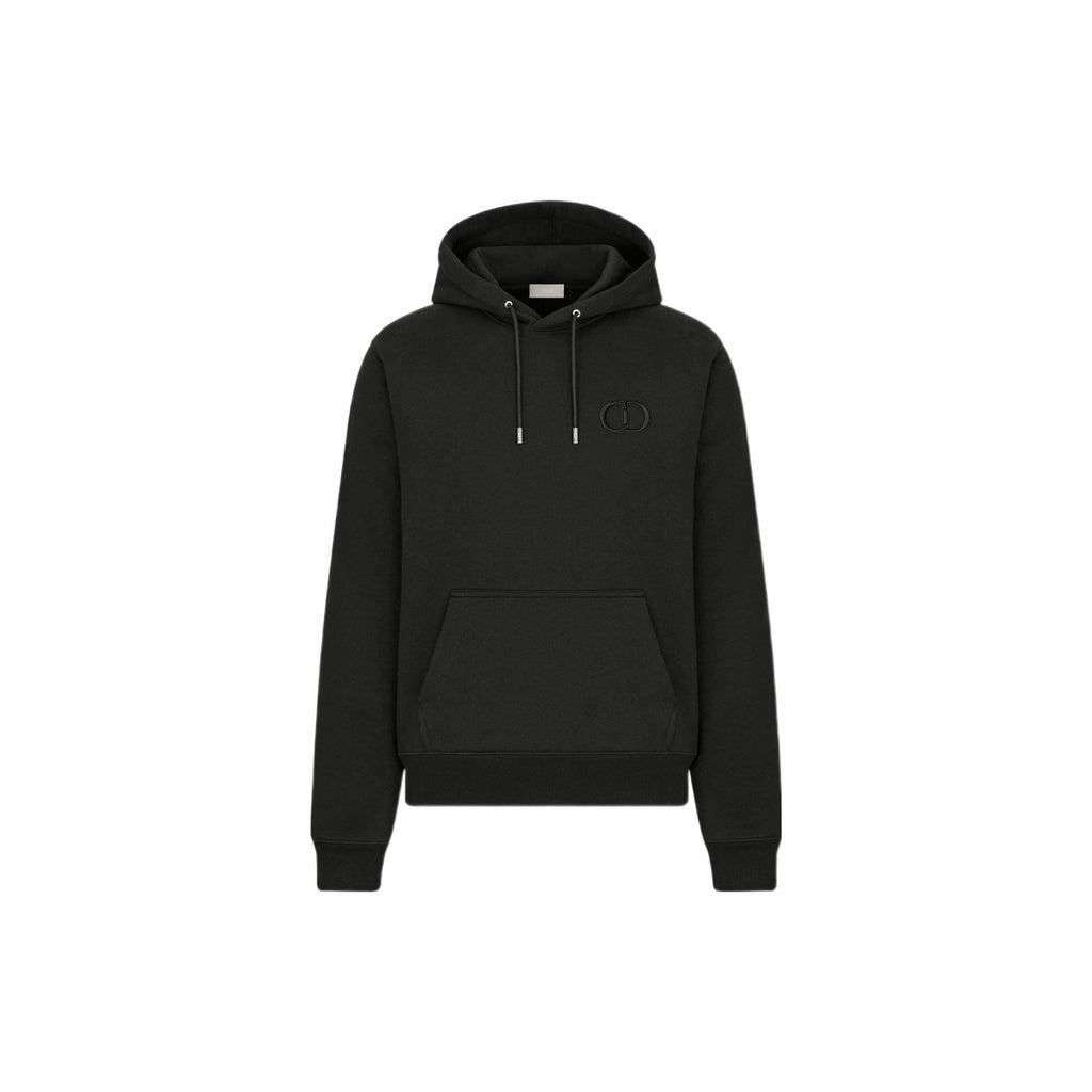 Dior SS22 Embroidered Hooded Hoodie Black front view