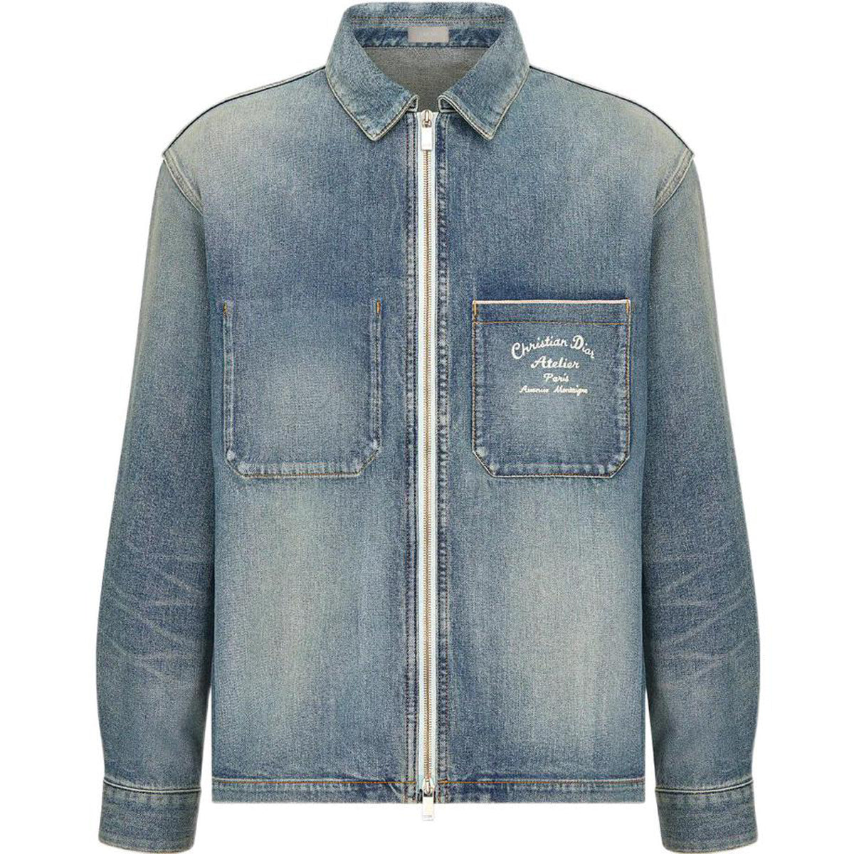 Dior SS23 Logo Embroidered Zip Jacket Blue front view
