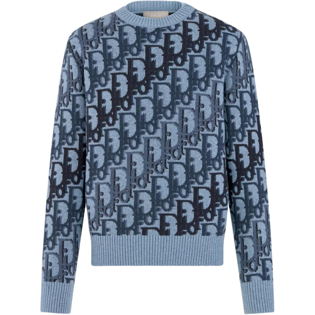 Dior SS26 Oblique Print Crew-Neck Knit Sweater front view