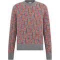 Dior SS25 Letter Logo Embroidered Crew-Neck Knit Sweater Gray front view
