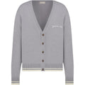 DIOR Men's Striped V-Neck Relaxed-Fit Button-Up Knit Cardigan