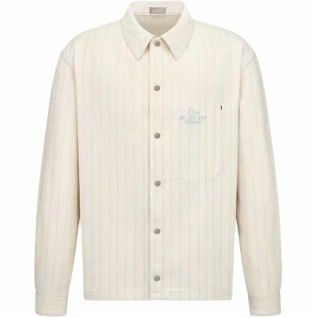 Dior SS25 Hylton Nel Collaboration Logo Letter Logo Print Striped Jacket Beige front view