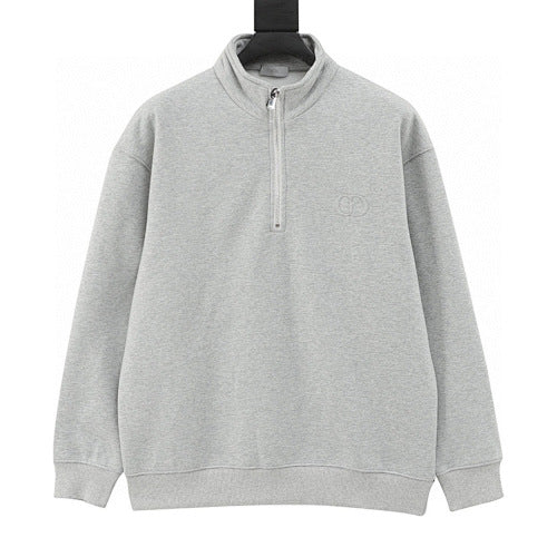 Dior CD Icon Half-Zip Sweatshirt white background front view