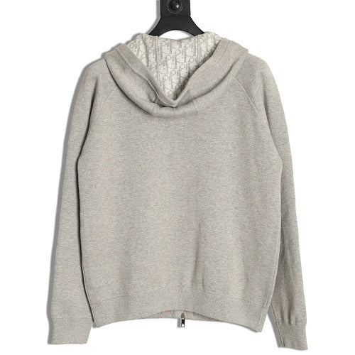 Dior Oblique-Lined Cashmere Zip Hoodie back view
