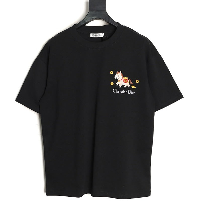 Dior Pony Embroidered T-Shirt — Black product-only reverse view