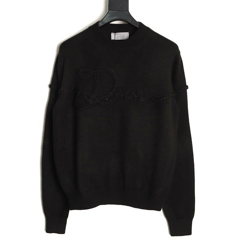 Dior Logo Knit Sweater — Black product-only reverse view