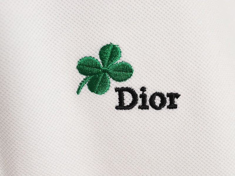 Dior Clover Embroidered T-Shirt in Black product-only reverse view