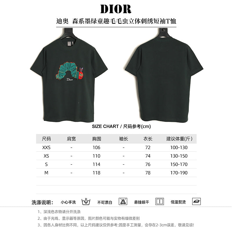 Dior Embroidered T-Shirt in Green product-only reverse view