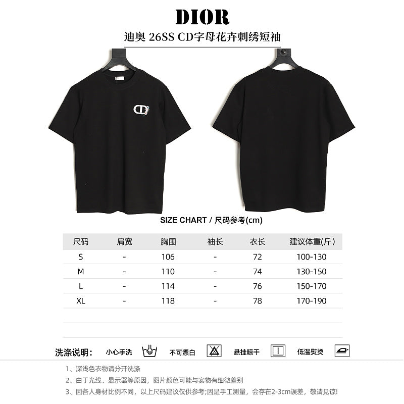 Dior Embroidered T-Shirt in Black product-only reverse view