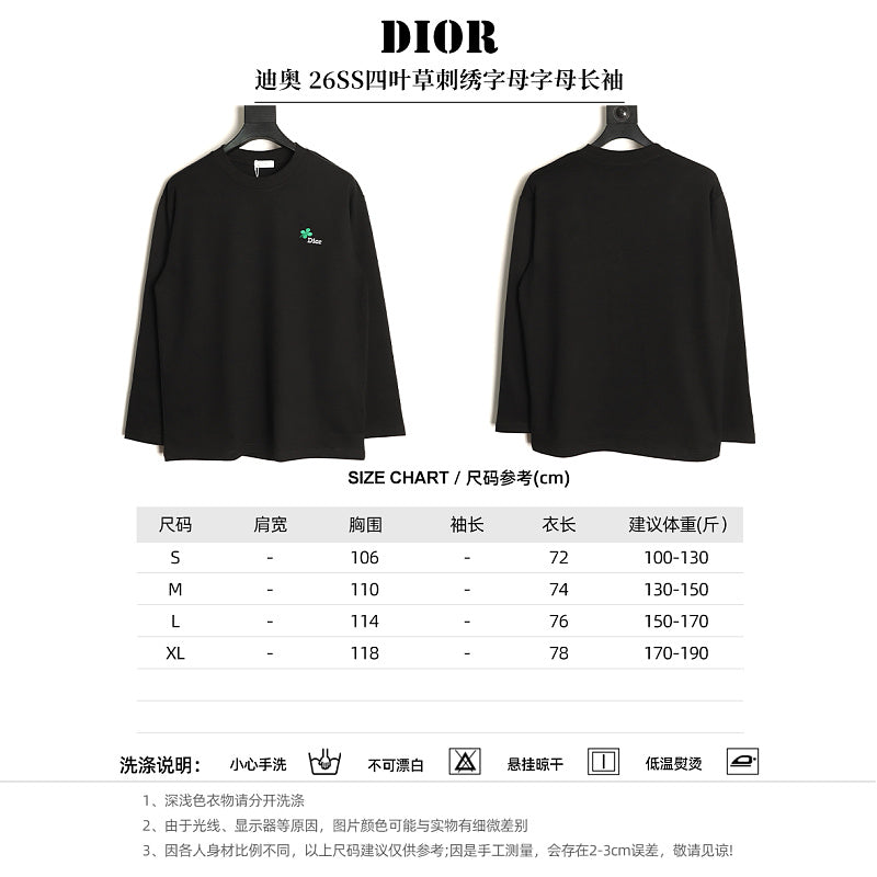 Dior Clover Embroidered Apparel in Black product-only reverse view