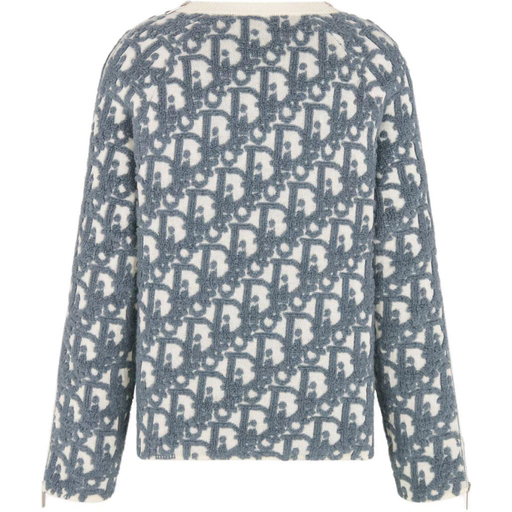 Dior SS24 Logo Letter Logo Print Crew-Neck Knit Sweater White back view