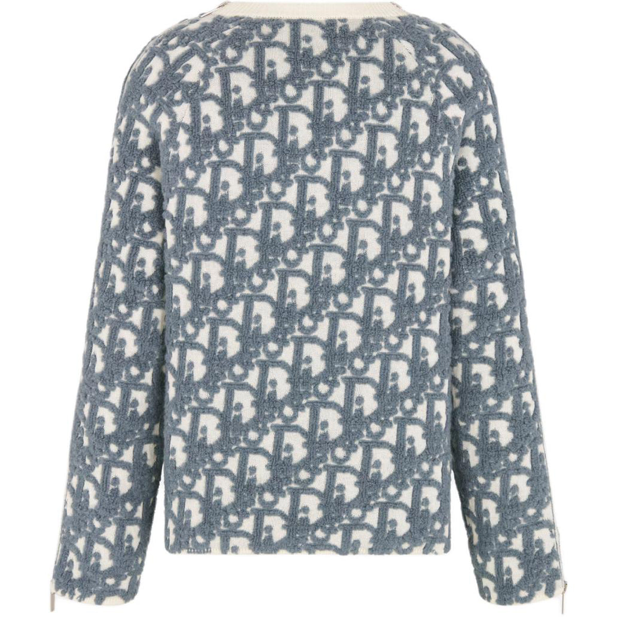Dior SS24 Logo Letter Logo Print Crew-Neck Knit Sweater White back view