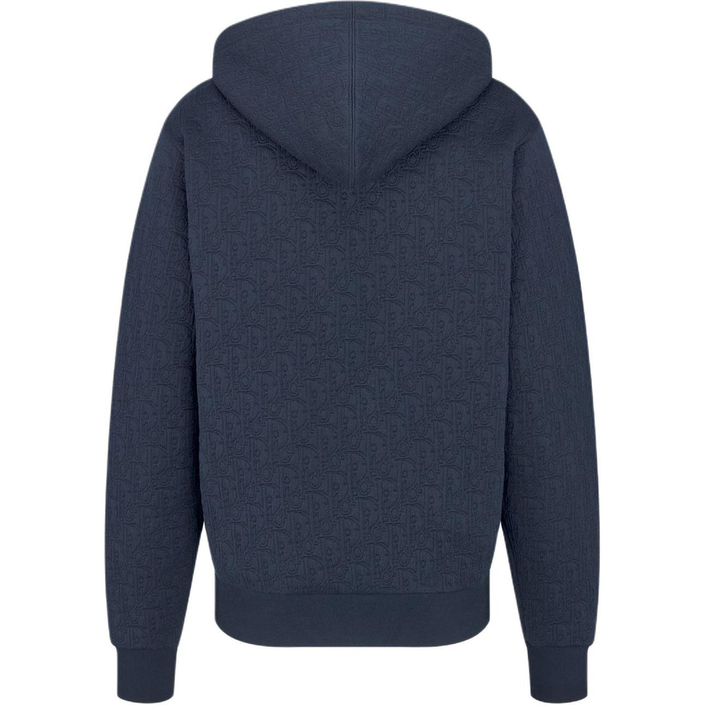 Dior SS26 Oblique Print Hooded Hoodie Navy Blue back view
