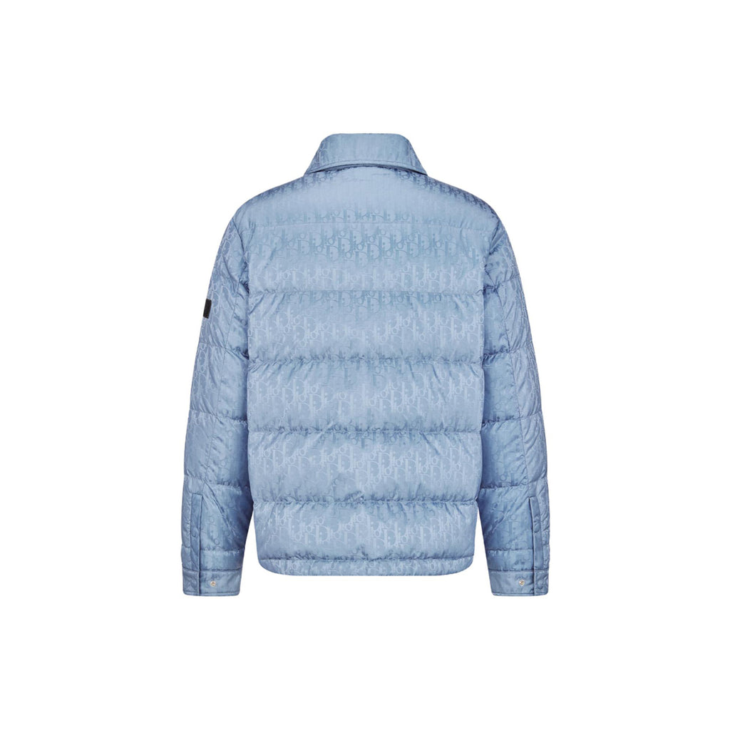 Dior FW23 Jacquard Print Button-Front Jacket Blue back view