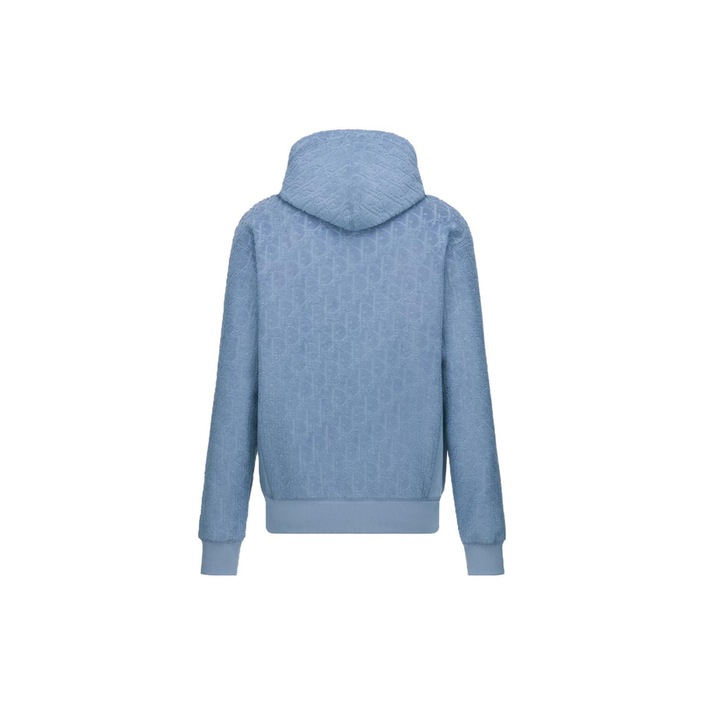 Dior FW23 Jacquard Hooded Relaxed-Fit Hoodie Blue back view