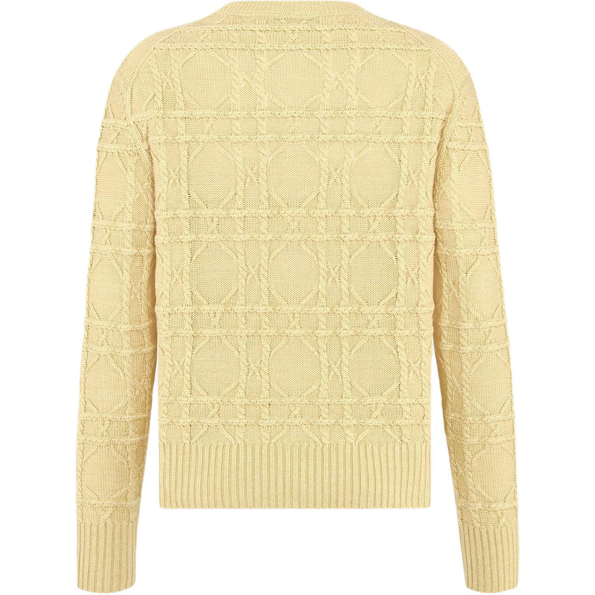 Dior Cannage Cable-Knit Knit Sweater Yellow back view