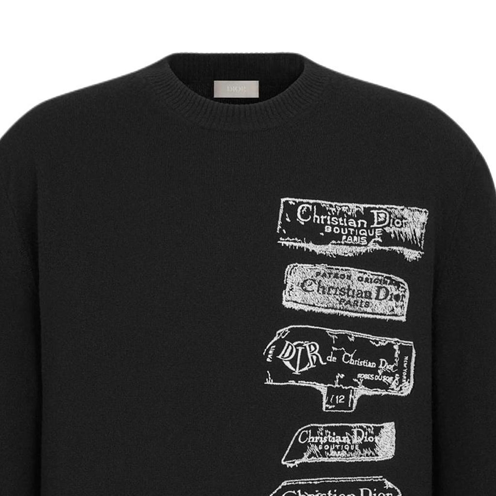 Dior FW24 Crew-Neck Knit Sweater Black back view