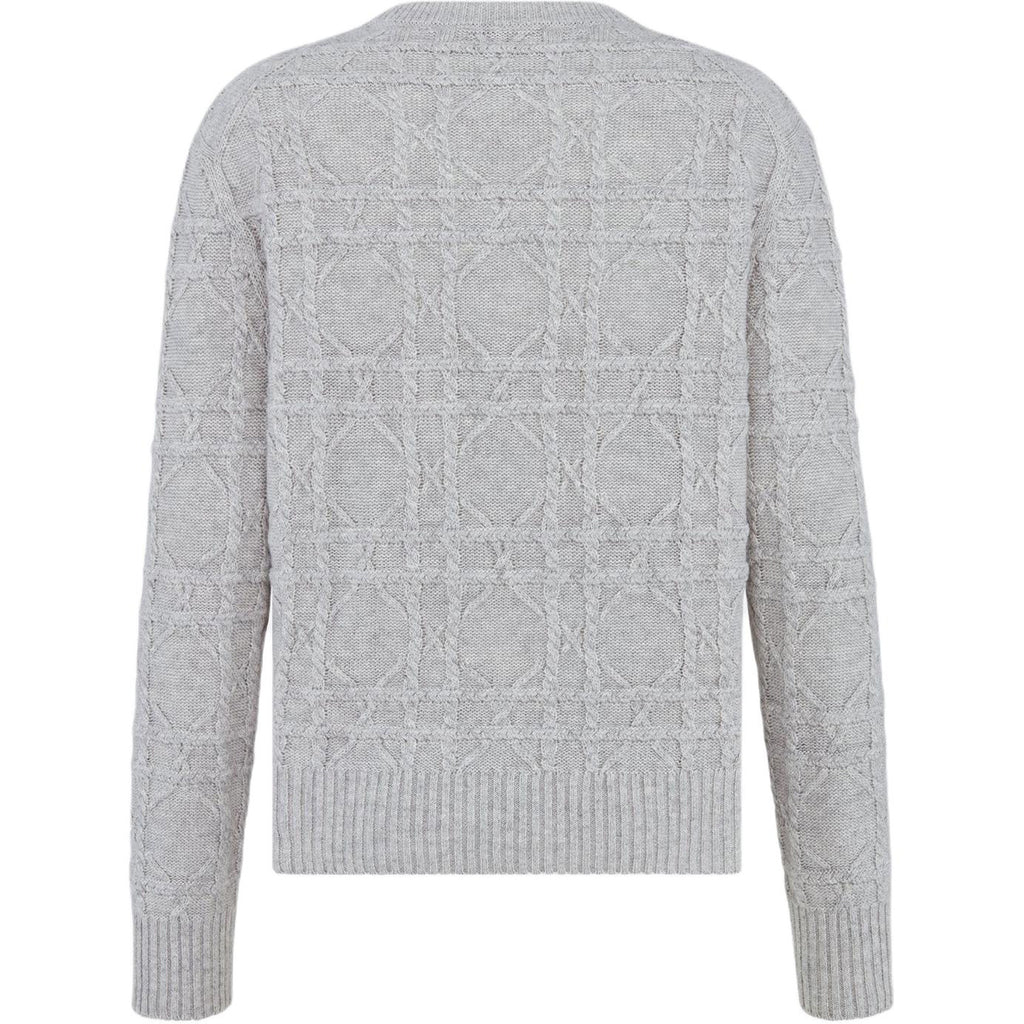 Dior Cannage Cable-Knit Knit Sweater Gray back view