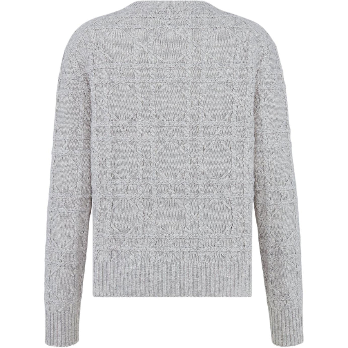 Dior Cannage Cable-Knit Knit Sweater Gray back view