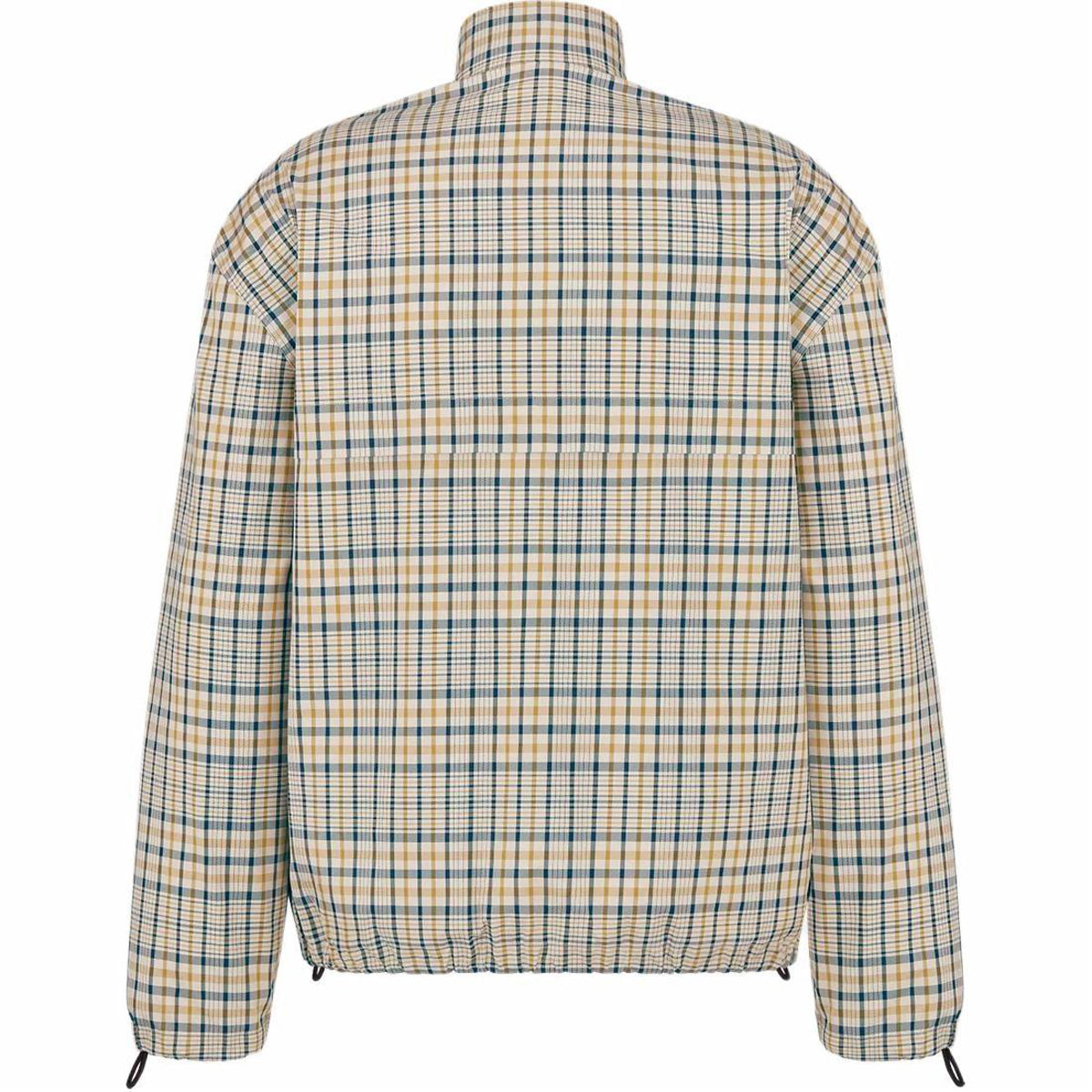 Dior FW25 CD Diamond Embroidered Checked Zip Long-Sleeve Shirt Beige back view
