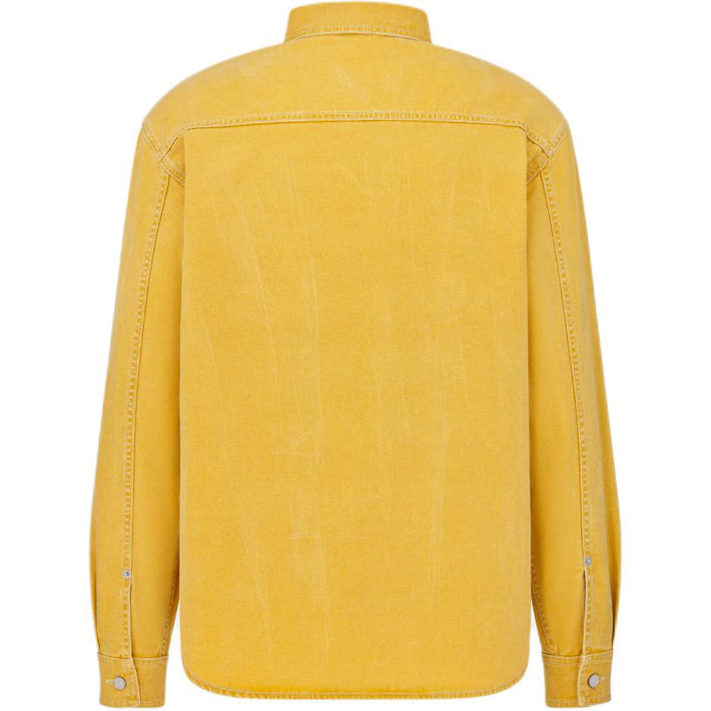 Dior FW24 Stone Island Collaboration Logo Letter Logo Embroidered Button-Front Long-Sleeve Shirt Yellow back view
