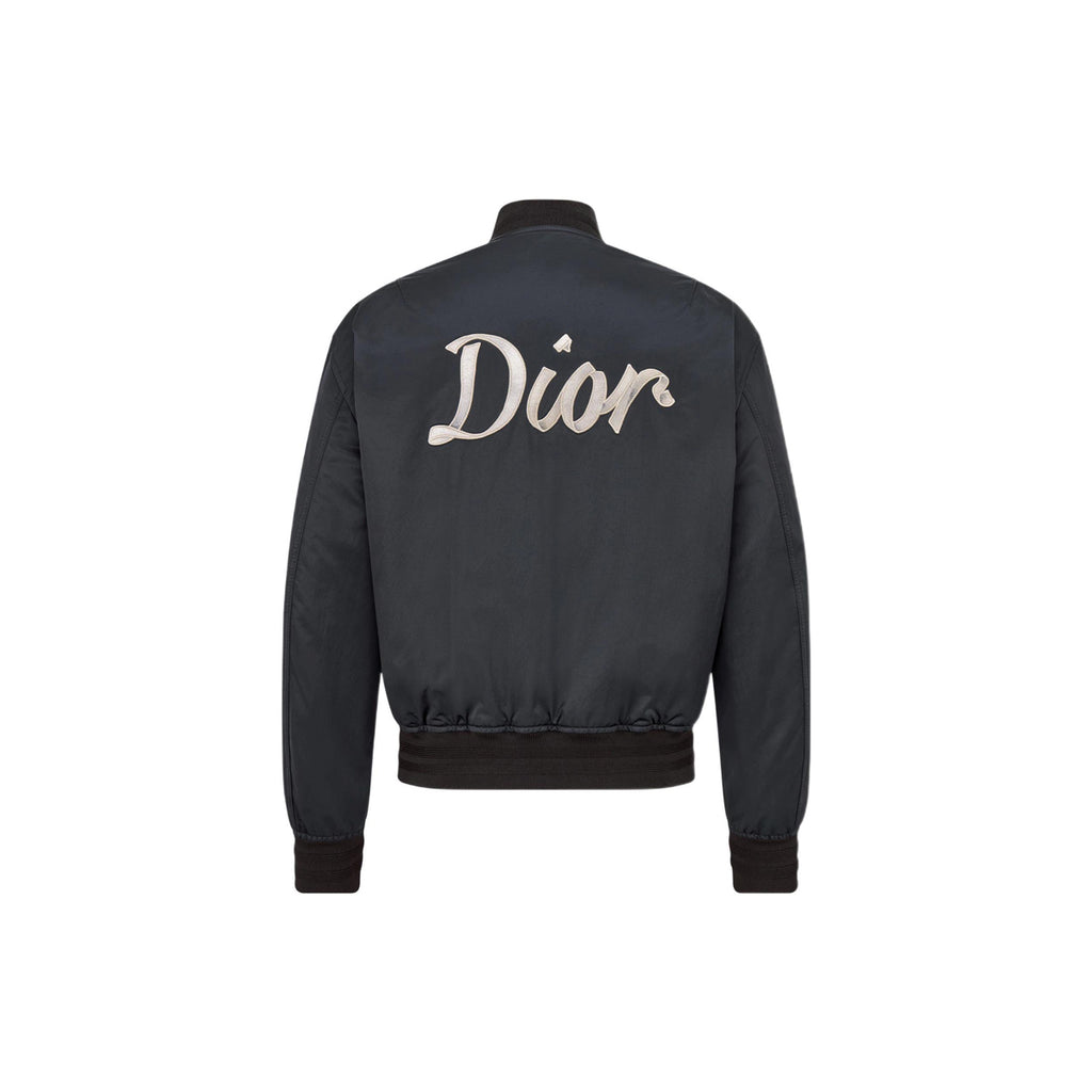 Dior SS22 Logo Letter Logo Embroidered Zip Jacket Black back view