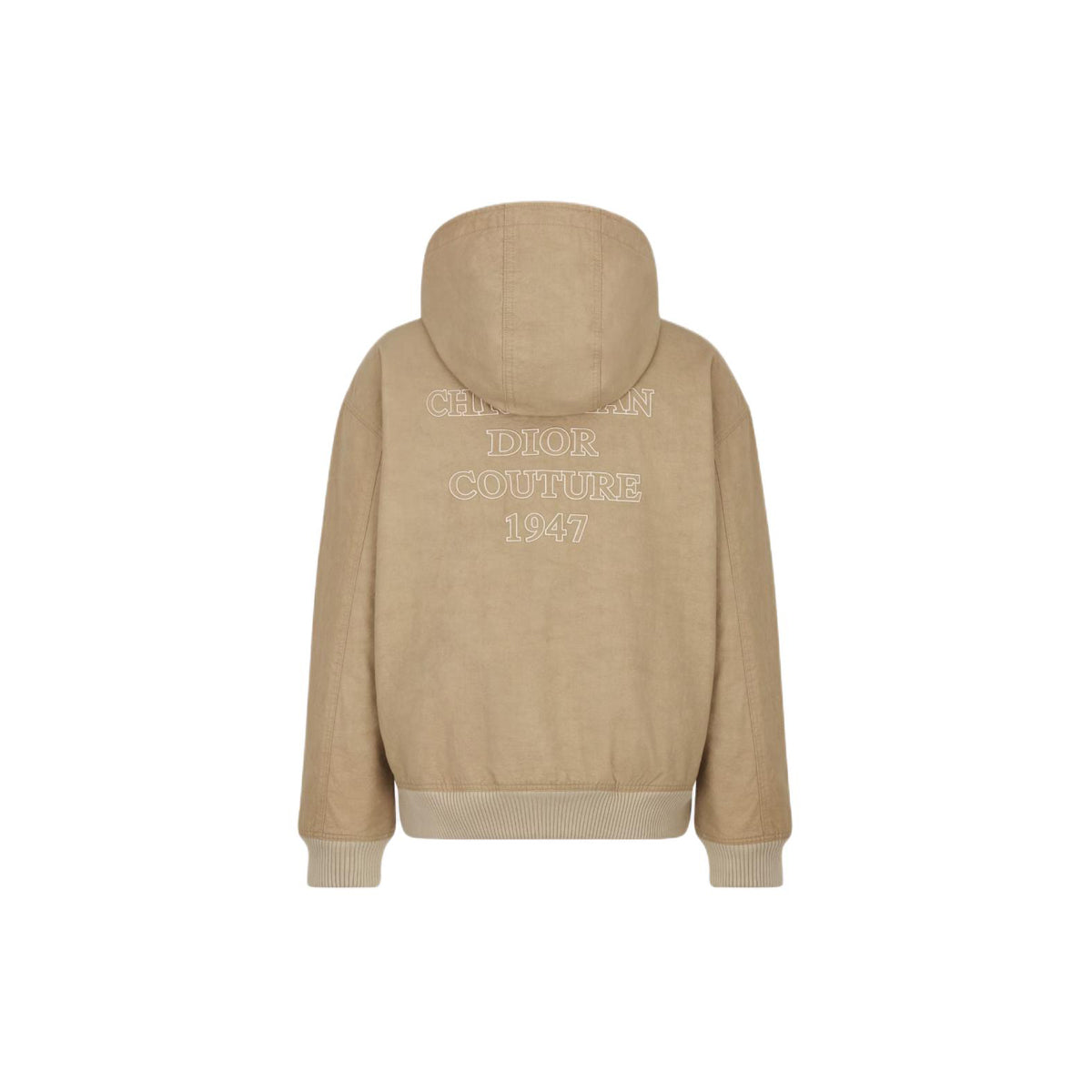 Dior SS24 Logo Embroidered Hooded Zip Jacket Beige back view