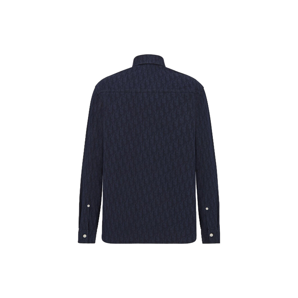 Dior FW22 Logo Letter Logo Button-Front Long-Sleeve Shirt Navy Blue back view