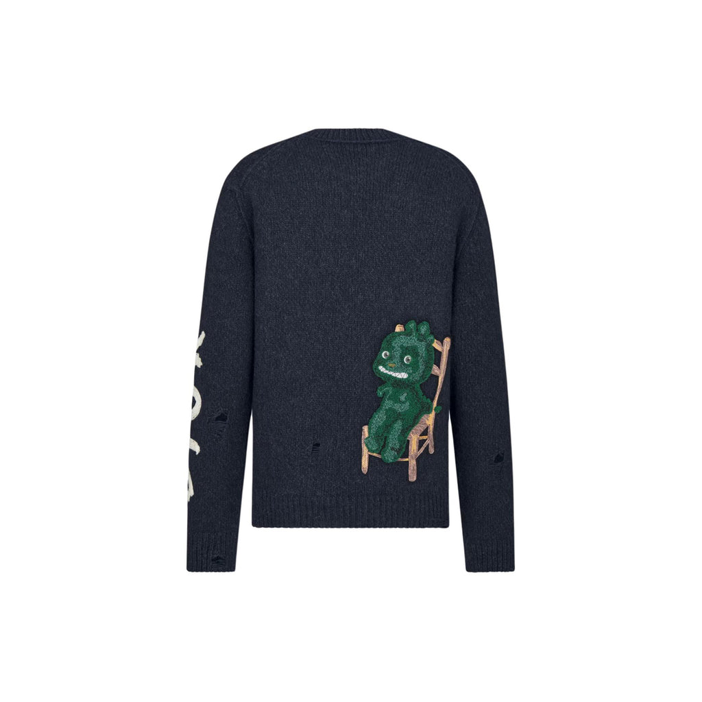 Dior SS24 Letter Logo Embroidered Crew-Neck Knit Sweater back view
