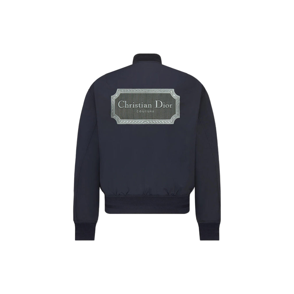 Dior SS23 Logo Letter Logo Embroidered Stand-Collar Jacket Blue back view