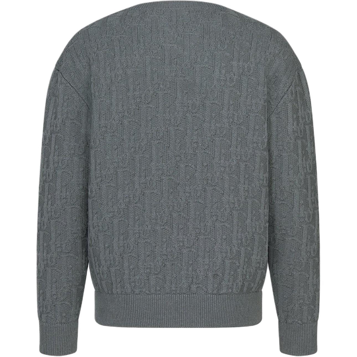 Dior SS25 Oblique Print Crew-Neck Knit Sweater Gray back view