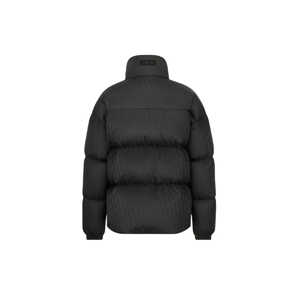 Dior FW21 Letter Logo Stand-Collar Zip Down Jacket Black back view