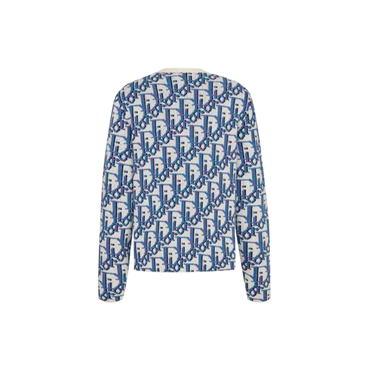 Dior Stussy Collaboration Letter Logo Crew-Neck Knit Sweater Blue back view