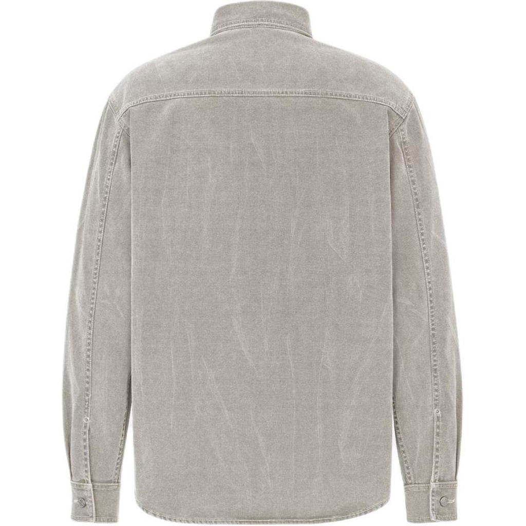 Dior FW24 Stone Island Collaboration Logo Letter Logo Embroidered Button-Front Long-Sleeve Shirt Taupe back view