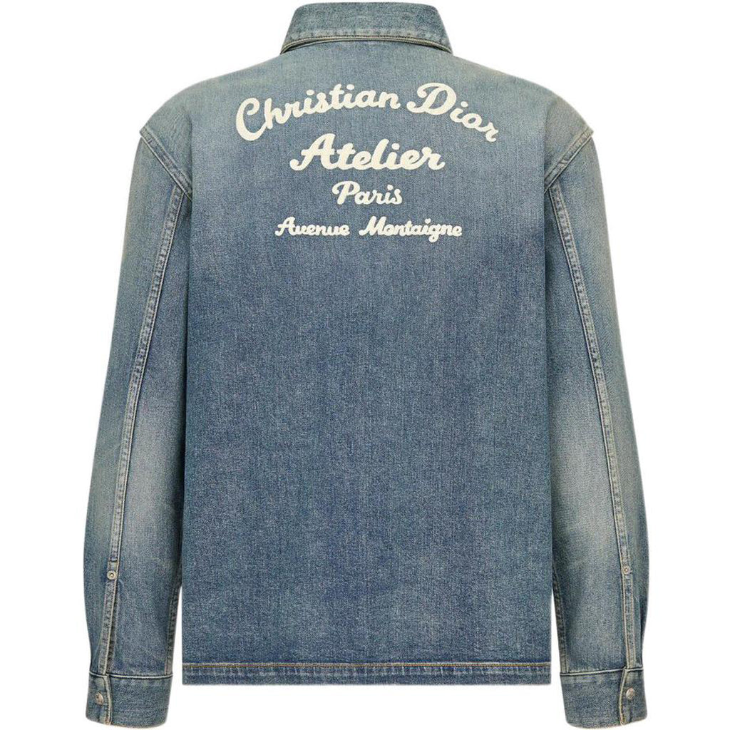 Dior SS23 Logo Embroidered Zip Jacket Blue back view