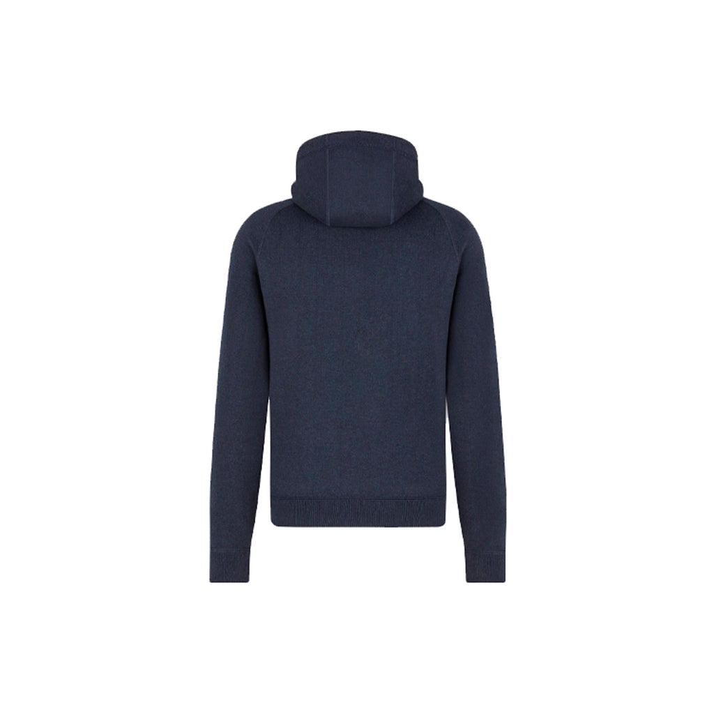 Dior Essentials Knit Zip-Up Hoodie — Cotton-Blend, Navy Blue