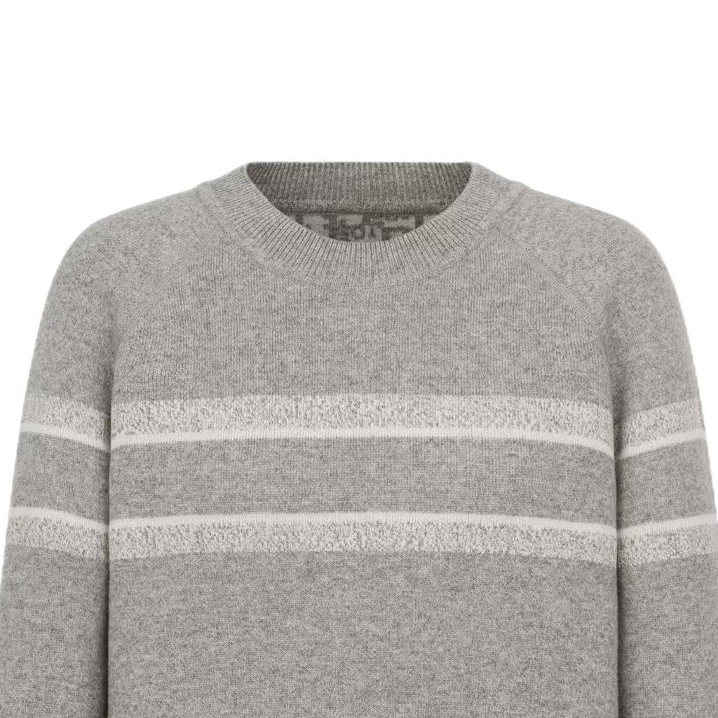 Dior Logo Embroidered Reversible Crew-Neck Knit Sweater Gray back view