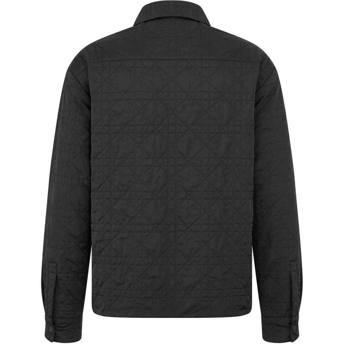 Dior SS25 Cannage Button-Front Long-Sleeve Shirt Black back view