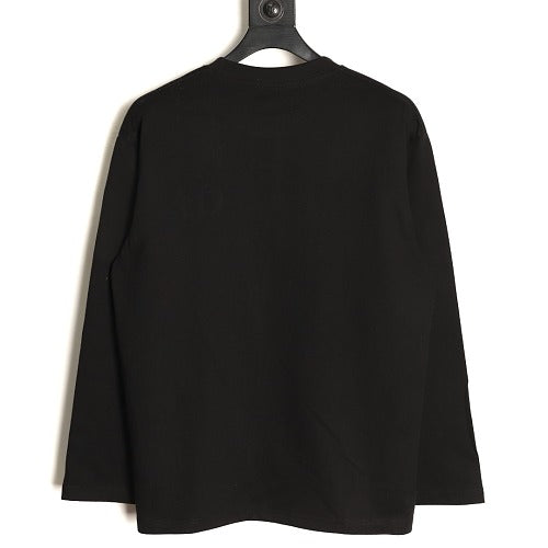 Dior CD floral embroidered long-sleeve T-shirt black back