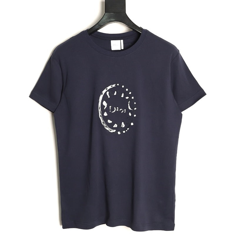Dior CD Medaillon gradient embroidered T-shirt navy front