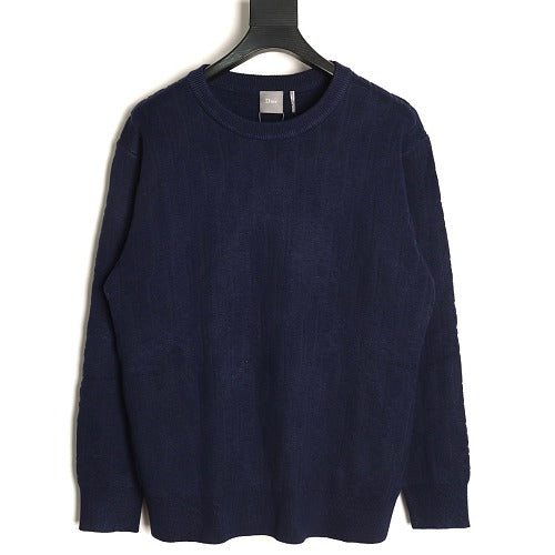 Dior tonal Oblique jacquard crewneck sweater navy front