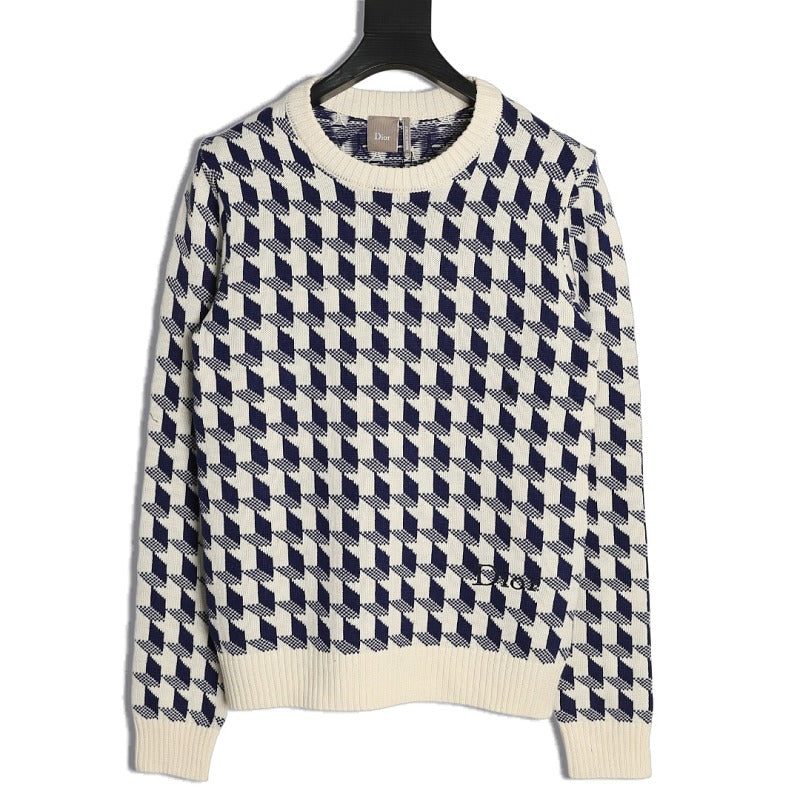 Dior Houndstooth Jacquard Wool Sweater front