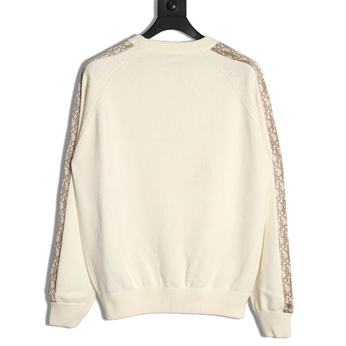 Dior Oblique sleeve crewneck sweater beige back