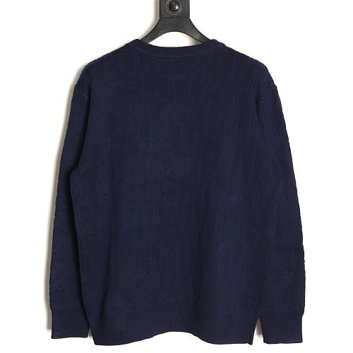 Dior tonal Oblique jacquard crewneck sweater navy back