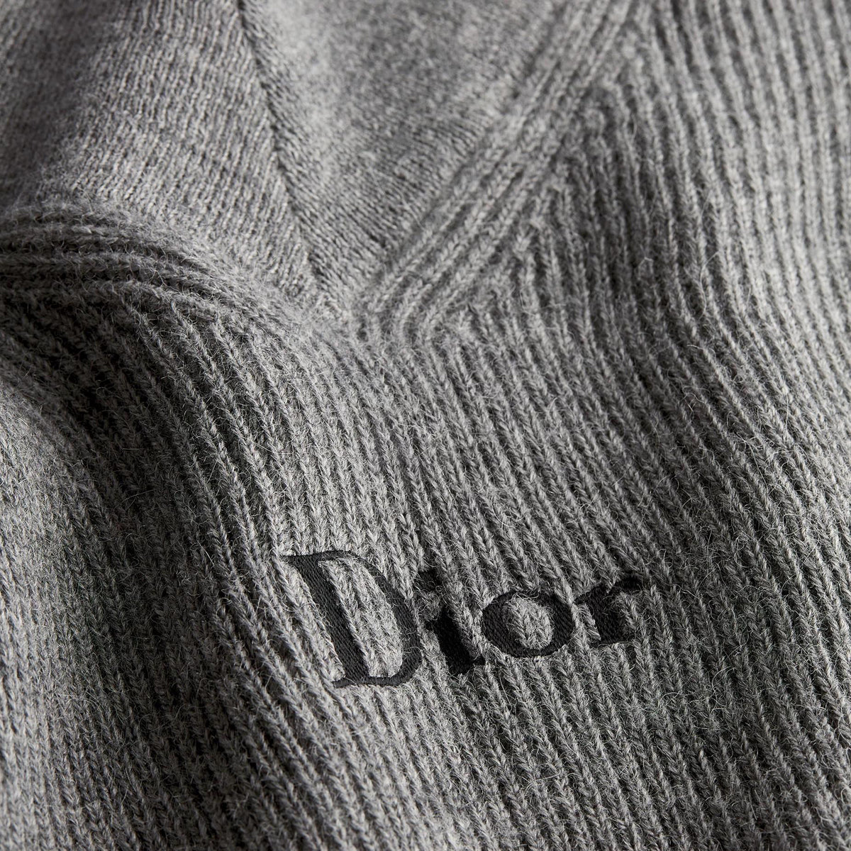 Dior Logo Embroidered Ribbed V-Neck Sweater